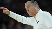Arkansas Razorbacks coach John Calipari during exhibition matchup against the Cincinnati Bearcats at Bud Walton Arena in Fayetteville, Ark.
