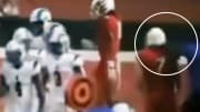 In this grainy screen capture from a video posted on X by Milton head football coach Ben Reaves, a Newton High assistant coach can be seen striking a Milton player (circled area) in the back of head. The incident occurred during a scrimmage, Friday night, between the two Georgia high school football powers.