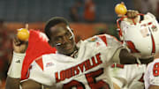 Louisville wide receiver Harry Douglas poses after winning the 2006 Orange Bowl
