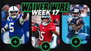 Anthony Richardson (left), Jalen McMillan (center) and Tyjae Spears (right) are the top fantasy waiver wire targets for Week 17.