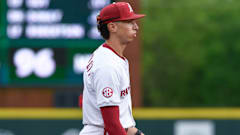 Razorbacks Jared Sprague-Lott on third base against Florida
