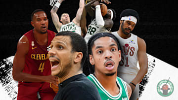 Joe Mazzulla, Josh Minott, Evan Mobley, and Jarrett Allen