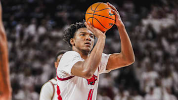 Arkansas Razorbacks guard Karter Knox against the Texas Longhorns at Bud Walton Arena in Fayetteville, Ark.