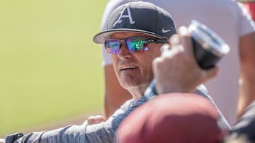 Arkansas Razorbacks coach Dave Van Horn in fall scrimmage at Baum-Walker Stadium.