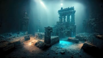 An illustration of Atlantis, the lost underwater city.