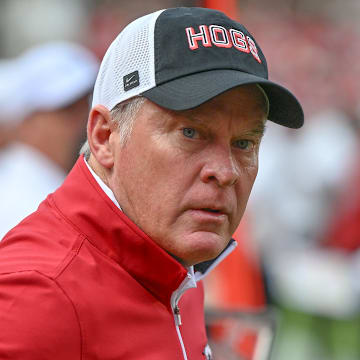 Arkansas Razorbacks athletics director Hunter Yurachek on the sidelines during game against the Texas A&M Aggies at Razorback Stadium in Fayetteville, Ark.