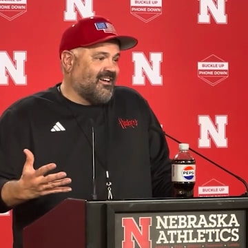 Nebraska football coach Matt Rhule meets with the media after practice. 