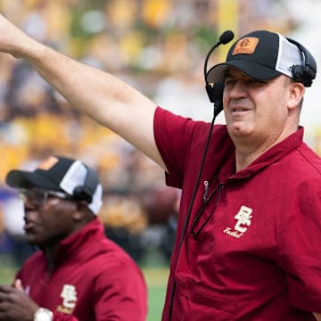 Boston College head coach Bill O’Brien on the sideline during the first half against Missouri, Saturday, Sept. 14, 2024, in Columbia, Mo. Mandatory Credit: AP Photo/L.G. Patterson