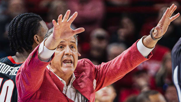 Razorbacks coach John Calipari on the sidelines against Georgia