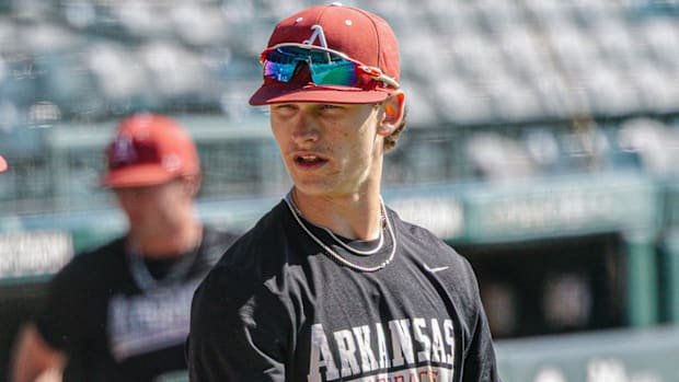 Arkansas' Christian Turner during an intrasquad scrimmage