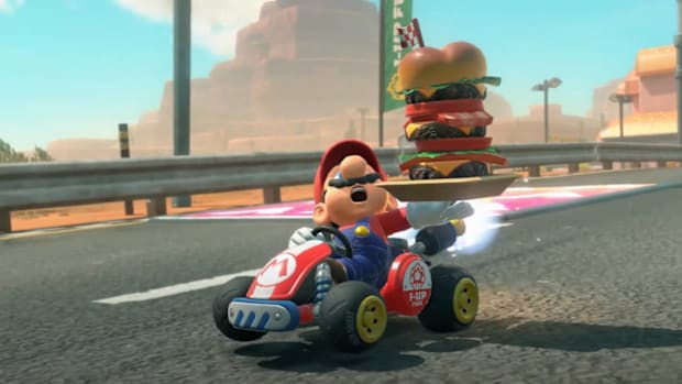 Mario Kart World Mario Eating Burger
