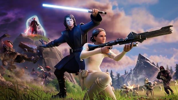 Fan art depicting Anakin and Padmé in Fortnite