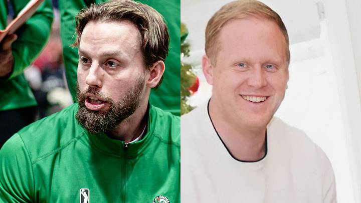 Tyler Lashbrook (left; Maine Celtics head coach and Boston Celtics assistant); Tyler Lashbrook (right; Engineer and Owensboro, Kentucky native)
