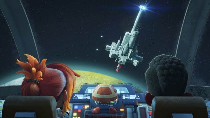 Nash Durango and Kai Brightstar fly towards Starlight Beacon in Disney and Star Wars "Young Jedi Adventures." Photo Credit: StarWars.com