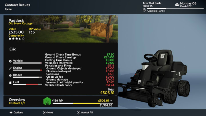 Lawn Mowing Simulator Payment Overview