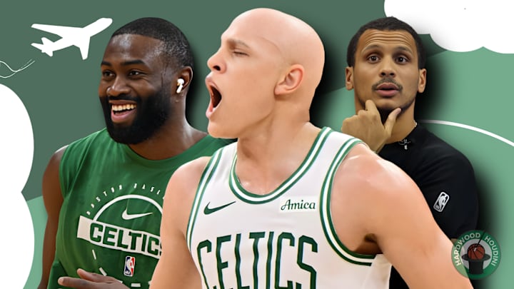 Jaylen Brown, Jordan Walsh, and Joe Mazzulla