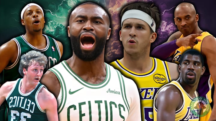 Larry Bird, Paul Pierce, Jaylen Brown, Austin Reaves, Magic Johnson, and Kobe Bryant.