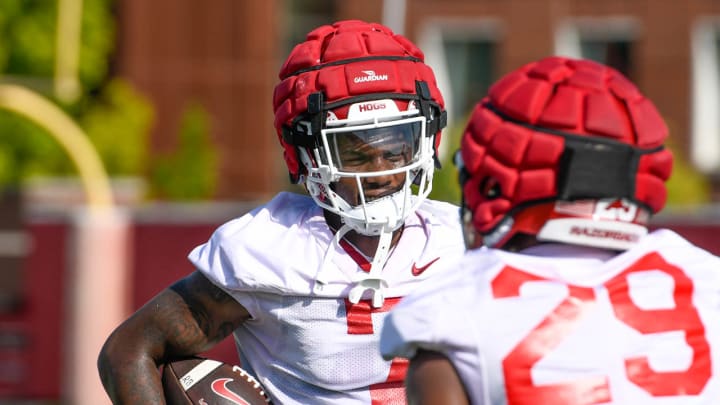 Arkansas Razorbacks running back Rashod Dubinion during first practice of fall camp in Fayetteville, Ark.