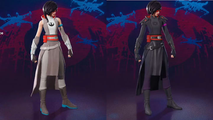 Apprentice Evie Fortnite skin in white and black clothes.