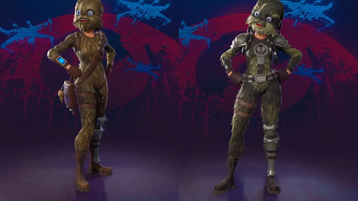 Wookie Team leader in Fortnite, a woman wearing a Wookie mascot suit.