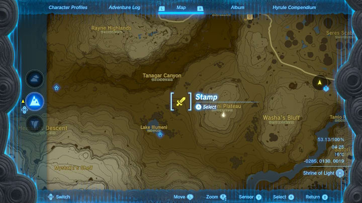 A map of Hyrule showing the location of a Lynel.