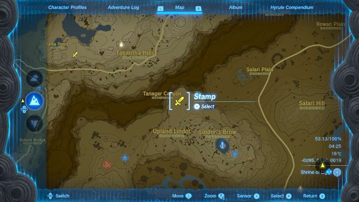 A map of Hyrule showing the location of a Lynel.