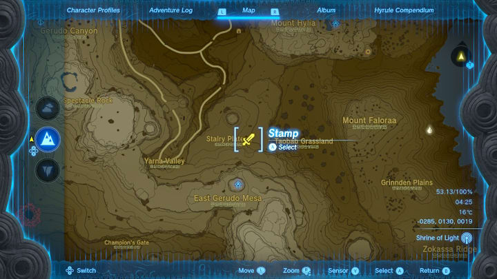 A map of Hyrule showing the location of a Lynel.
