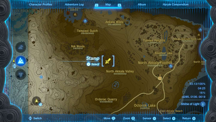 A map of Hyrule showing the location of a Lynel.