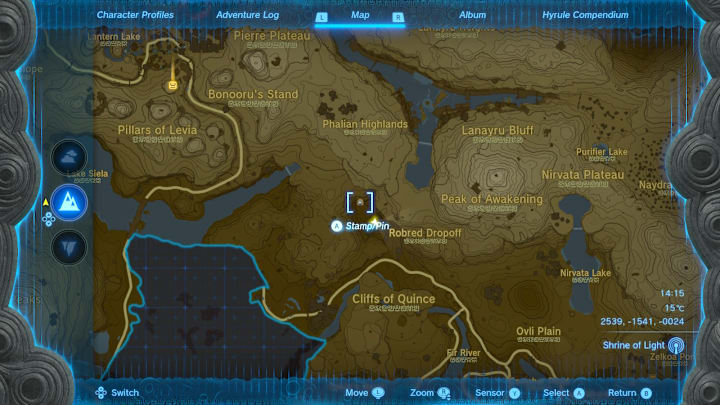 A map of Hyrule showing the location of the Barbarian Helm.