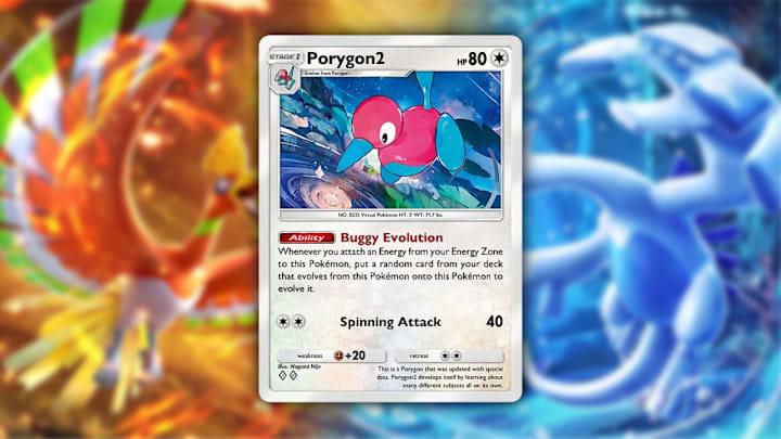 A Porygon2 card from the Wisdom of Sea and Sky set in Pokemon TCG Pocket