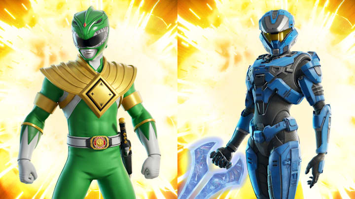 The Green Ranger and a UNSC Spartan with blue armor.