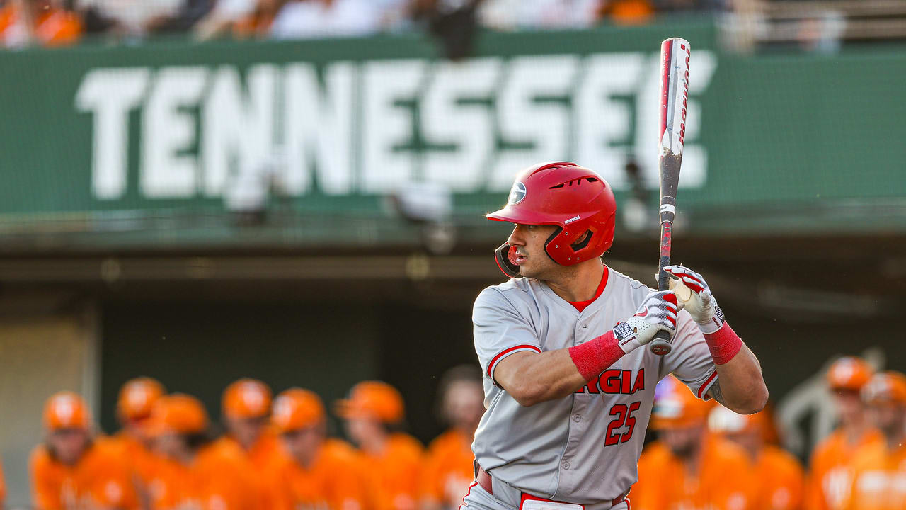Georgia outfielder Dylan Goldstein (25) during Georgia’s game against Tennessee at Lindsey Nelson Stadium in Knoxville, Tn., 