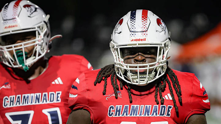 Chaminade-Madonna offensive linemen Damani Atkinson (right) and Ekeem Atehortua, along with their teammates, look to climb out from under an 0-2 start when they host American Heritage, in a battle of South Florida powers, Friday night.