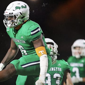 Aiden Harris, a 4-star defensive lineman, celebrates as Weddington turned back Butler, 24-19, Friday night in North Carolina.