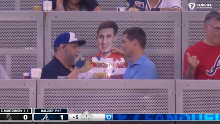 A Braves fan swore during his television appearance on Wednesday night. A Braves fan swore during his television appearance on Wednesday night.