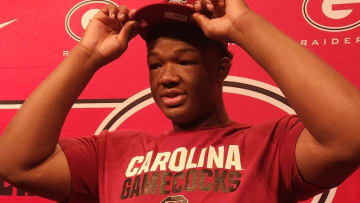 South Carolina football freshman offensive lineman Blake Franks during his commitment ceremony