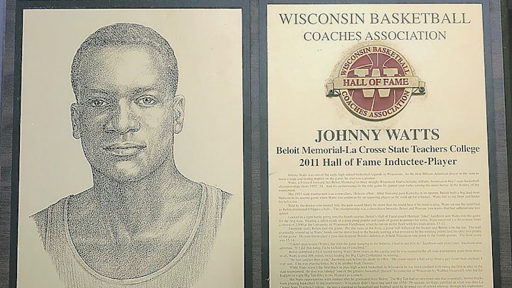 Johnny Watts plaque Wisconsin Basketball Coaches Association Hall of Fame plaque.