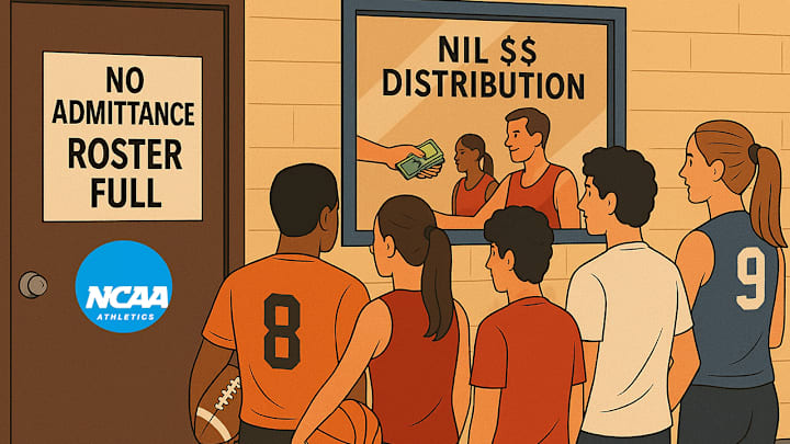 New college athletic roster limits, approved as part of the NCAA NIL settlement, will shut out many high school athletes, who would have found college athletic opportunities in the past, from playing their chosen sport at the next level. New college athletic roster limits, approved as part of the NCAA NIL settlement, will shut out many high school athletes, who would have found college athletic opportunities in the past, from playing their chosen sport at the next level.