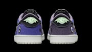 The Zion x Air Jordan 1 Low OG 'Regency Purple and Dark Raisin' colorway.