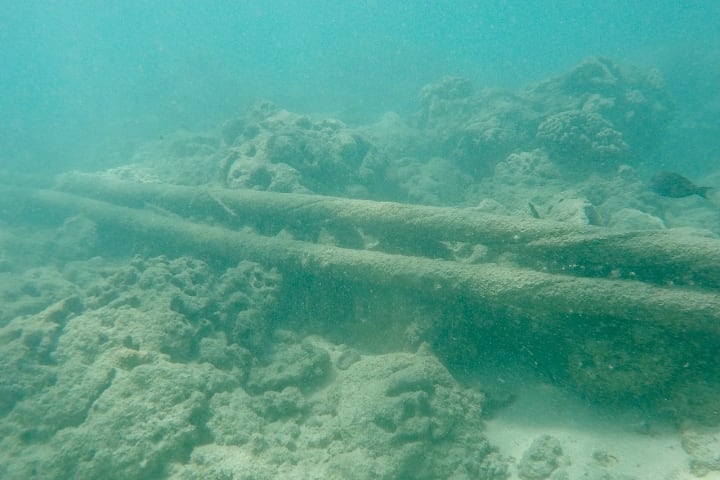 An undersea telephone cable off the coast of Oahu, Hawaii.