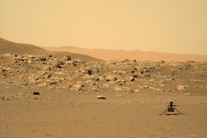 NASA's Ingenuity Mars Helicopter on the surface of Mars in 2021