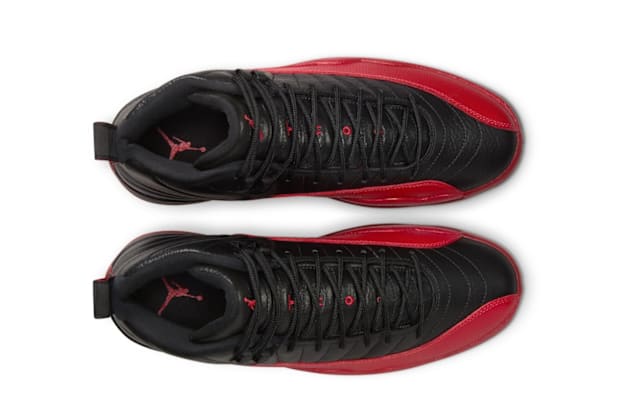 Black and red Air Jordan sneakers.