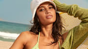 Kelsey Merritt was photographed by Ben Watts in Hollywood, Fla. Swimsuit by Matthew Bruch. Sweater by Danielle Guizio. Hat by Andi Bagus.