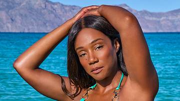 Tiffany Haddish was photographed by James Macari in Loreto, Baja California Sur, Mexico. Swimsuit by Lybethras.