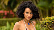 Nazanin Mandi was photographed by Yu Tsai in Jamaica. Swimsuit by Bad N Bare. Necklace by Eric Silva.