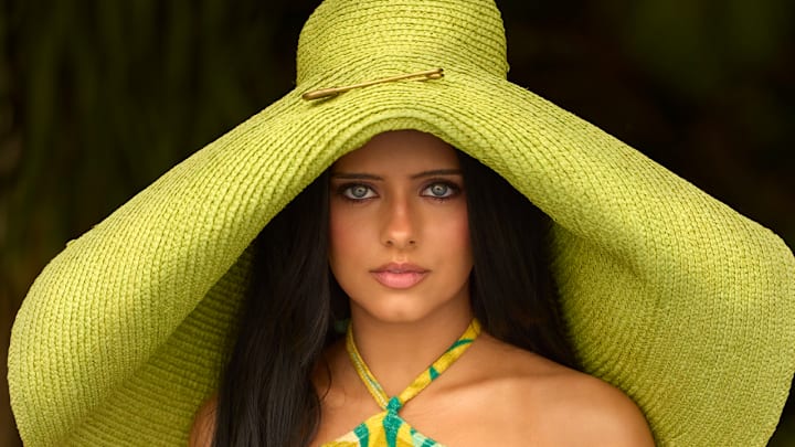 Jessie Murph was photographed by Derek Kettela in Key Biscayne, Fla. Swimsuit and hat are vintage. Hat by Jacquemus. Jessie Murph was photographed by Derek Kettela in Key Biscayne, Fla. Swimsuit and hat are vintage. Hat by Jacquemus.