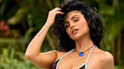 Nazanin Mandi was photographed by Yu Tsai in Jamaica. Swimsuit by Bad N Bare. Necklace by Eric Silva.
