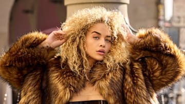 Jasmine Sanders was photographed by Derek Kettla in Zurich, Switzerland. Top by Adriana Degreas. Swimsuit by Bananhot. Jacket by Adrienne Landau.