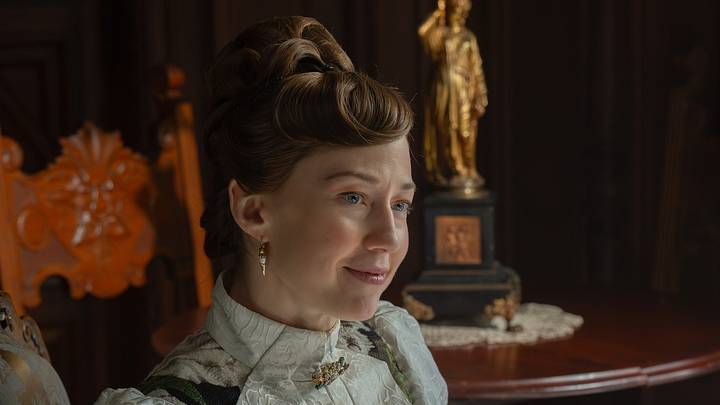 Carrie Coon in The Gilded Age season 4 episode 1 on HBO