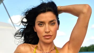 Nicole Williams English was photographed by Yu Tsai in Jamaica. Swimsuit by Indah. Necklaces by Jacquie Aiche and Ettika